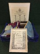 A large quantity of assorted Masonic regalia - aprons, sashes, books,