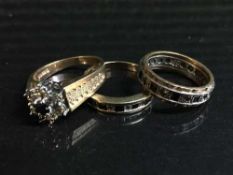 A 9ct gold diamond and sapphire cluster ring,