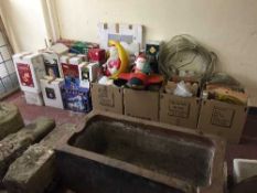 A large quantity of Christmas decorations including rope lights,