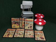 Set of eight framed Beano comic covers,