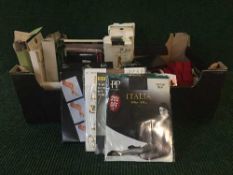 A box of assorted new lady's tights and stockings,