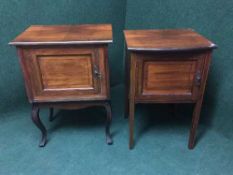 Two inlaid walnut pot cupboards