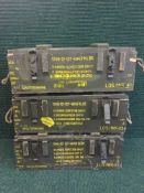 Three wooden ammunition crates