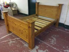 A bespoke pine 4'6 bed frame
