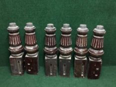 Six mahogany snooker table legs