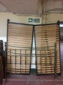 A contemporary 6' metal bed frame