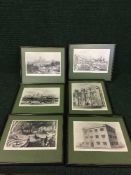 A set of twelve framed black and white etchings - Durham etc