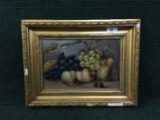 Late Nineteenth Century School : Still Life with Apples, Cherries and Grapes, oil on panel,