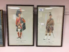 Six framed military colour prints depicting soldiers of various regiments.