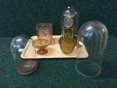 A tray of clock under shade, Art Deco glass,