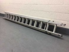 An aluminium extension ladder