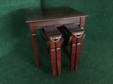 An inlaid mahogany lamp table fitted two beneath