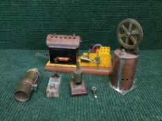 A Meccano steam engine on plinth,