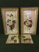 A pair of early 20th century still life paintings on glass,