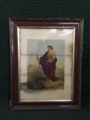 Twentieth Century School : Moses Viewing the Promised Land, chromolithograph, 50 cm x 36 cm, framed.