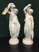A pair of parian classical figures