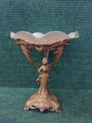 An Art Nouveau glass and gilt metal epergne