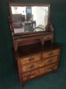 An Edwardian dressing chest and pair of 4'6 bed-ends