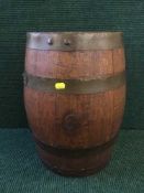A metal bound oak barrel