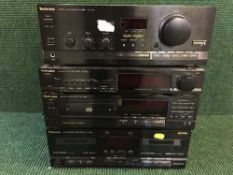 Four Technics Hi Fi separates with leads