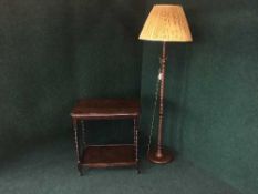 A oak barley twist occasional table together with a oak barley twist standard lamp