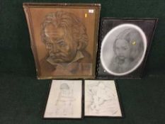 Manuel Anderson : Head and shoulder study of a gentleman wearing a red scarf,