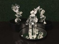 The Swarovski Disney crystal figures; Goofy, Donald Duck and Minnie,
