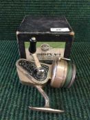 A rare fishing reel : The Ambidex No. 2, by J. W. Young & Sons, with booklet, boxed.