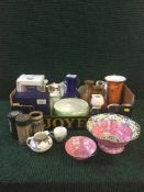 A box of assorted china, Maling and Ringtons ware, Crown Ducal tea china,