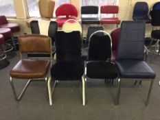 Eight assorted dining chairs on metal legs