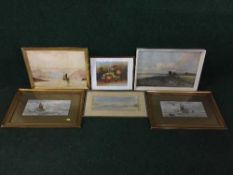 * * Roseli : Still life with grapes and apples, oil on board, signed, 21cm by 26cm,