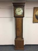A George III oak 8 day longcase clock, the painted dial signed J Hush, North Shields,