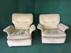 A mid 20th century designer teak framed lounge suite (for reupholstery)