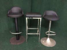 Three contemporary bar stools (black)
