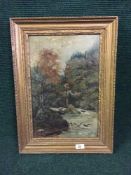 Twentieth Century School : Duck Rising from a River in Full Flow, oil on canvas, 44 cm x 29 cm,