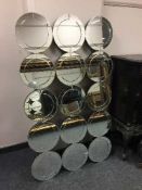 A contemporary multi-glass wall mirror 90 cm x 150 cm