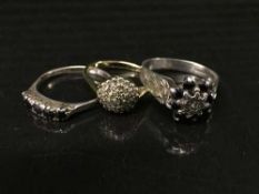 A 9ct gold diamond cluster ring,