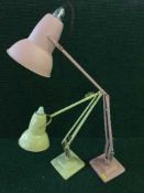 A box of mid 20th century angle poised lamps, mirror,