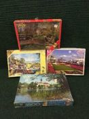 A pink loom blanket box and a large quantity of jigsaws