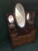 An Edwardian mahogany dressing chest