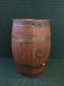 A metal bound oak barrel