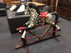 A wooden rocking horse,