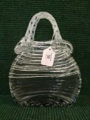 A Continental heavy glass ornament/vase, modelled as a lady's handbag, height 30 cm.