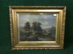 T. Hall : A Man Walking in an Open Country Landscape, oil on canvas, signed, 38 cm x 50 cm, framed.