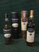 A bottle of Tomatin single malt Scotch whiskey aged ten years, 70 cl,
