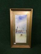 H. A. Linton : Damascus, watercolour with body colour, signed, 60 cm x 23 cm, framed.