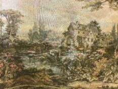 A tapestry wall hanging depicting a garden