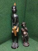 Two carved hardwood tribal figures