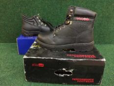 Eleven assorted pairs of work boots