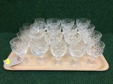 A tray of assorted lead crystal glasses